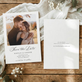 Elegant Classic Calligraphy Photo Wedding セーブザデート