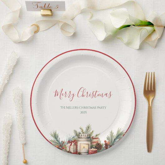 Elegant Classic Christmas Paper Plates  ペーパープレート (ウェディング)