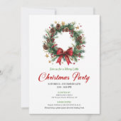 Elegant Classic Christmas Wreath Party Card 招待状 (正面)