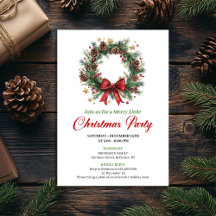Elegant Classic Christmas Wreath Party Card