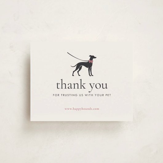 Elegant Classic Dog Walker Business Insert | Thank サンキューカード