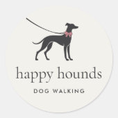 Elegant Classic Dog Walker Logo with Custom Text ラウンドシール (正面)