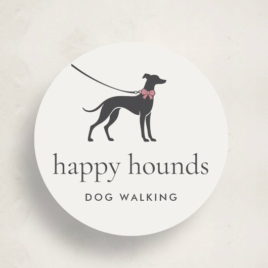 Elegant Classic Dog Walker Logo with Custom Text ラウンドシール