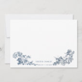 Elegant Classic Dusty Blue French Floral ノートカード (正面)
