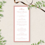 Elegant Classic Dusty Rose Border Script Wedding メニュー<br><div class="desc">Elevate your wedding table with timeless sophistication using our Elegant Classic Dusty Rose Border Script Wedding Menu. Featuring a crisp white background, soft dusty rose script, and a delicate dusty rose border, this menu blends classic elegance with a refined, romantic touch. Perfect for showcasing your carefully curated wedding cuisine, it...</div>