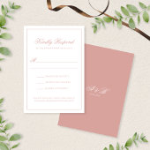 Elegant Classic Dusty Rose Monogram Script Wedding 出欠カード