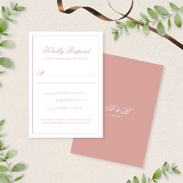 Elegant Classic Dusty Rose Monogram Script Wedding 出欠カード