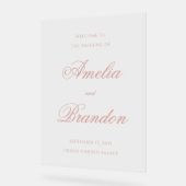 Elegant Classic Dusty Rose Script Wedding Welcome アクリルサイン (傾斜)