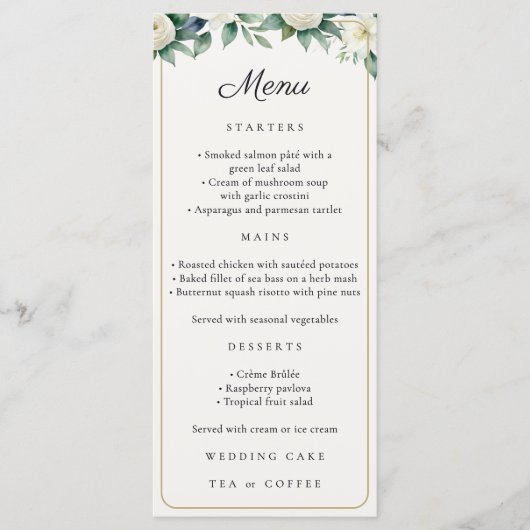 Elegant Classic Floral Botanical Greenery Wedding メニュー (正面)