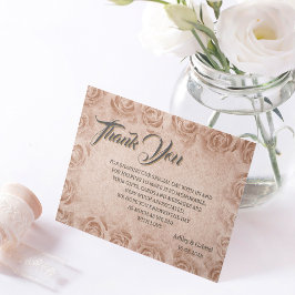 Elegant Classic Floral Rustic Wedding Thank You 3 サンキューカード
