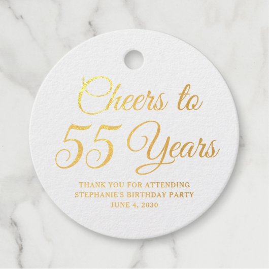 Elegant Classic Foil Cheers to 55 Years Gold フェイバータグ (正面)