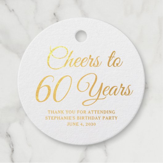 Elegant Classic Foil Cheers to 60 Years Gold フェイバータグ (正面)