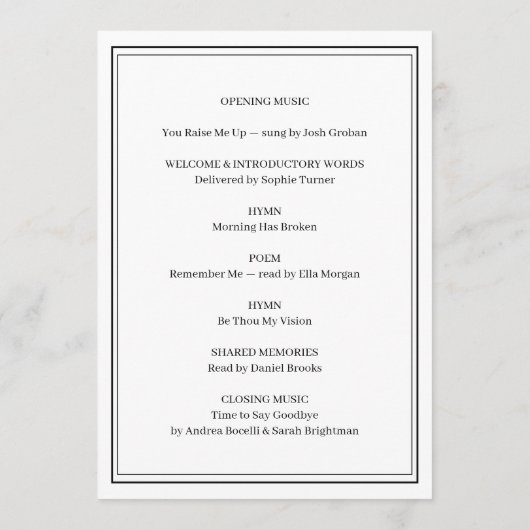 Elegant Classic Funeral Service Design プログラム (裏面)