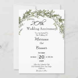 Elegant Classic Greenery Wedding Anniversary  招待状