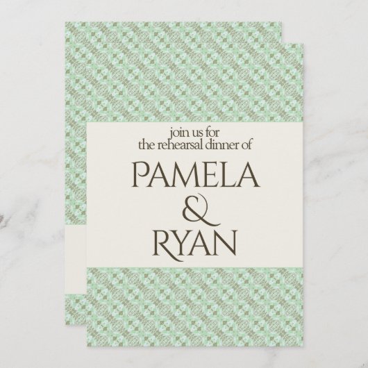 Elegant Classic Ivory Rehearsal Dinner Invitation 招待状 (正面/裏面)