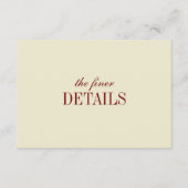 Elegant Classic Ivory & Wine Red Wedding Details エンクロージャーカード (正面)