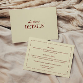 Elegant Classic Ivory & Wine Red Wedding Details エンクロージャーカード