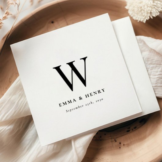 Elegant Classic Last Name Initial Wedding スタンダードカクテルナプキン