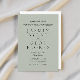 Elegant Classic Light Sage Formal Wedding 招待状