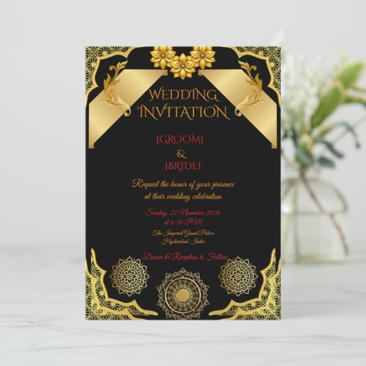 Elegant Classic Marriage Invite Template 招待状 (スタンド正面)