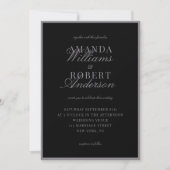 Elegant Classic Matte Black Old Money Wedding 招待状 (正面)
