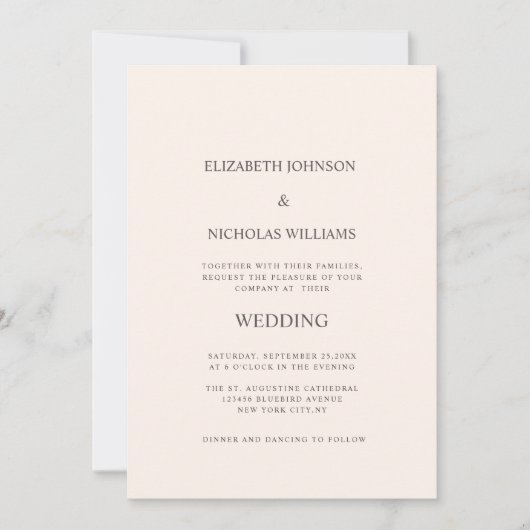elegant classic minimalist wedding invitation 招待状 (正面)