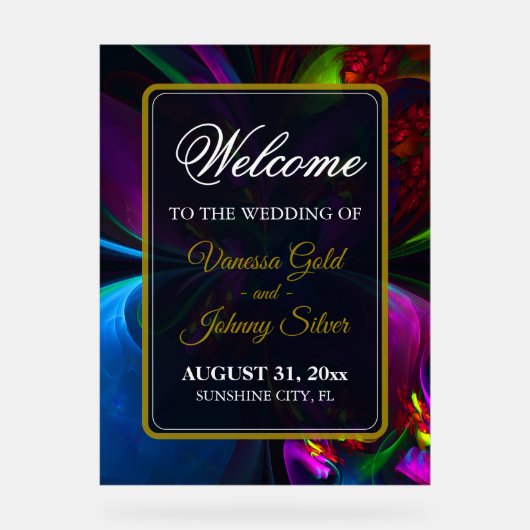 Elegant Classic Modern Floral Pattern #902 Wedding アクリルサイン (正面)