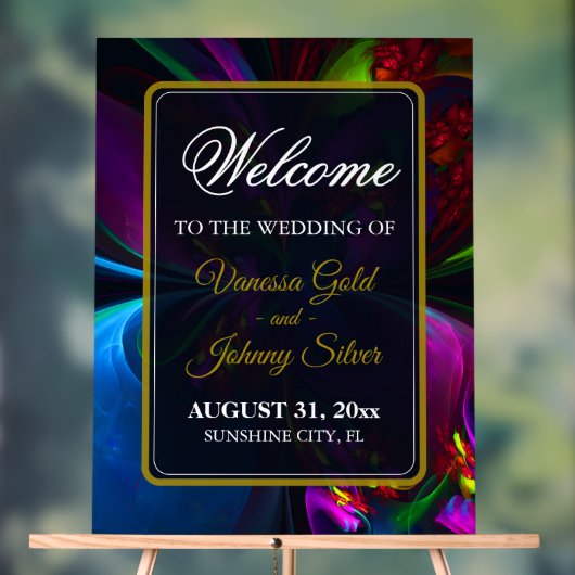 Elegant Classic Modern Floral Pattern #902 Wedding アクリルサイン (ニュートラル)