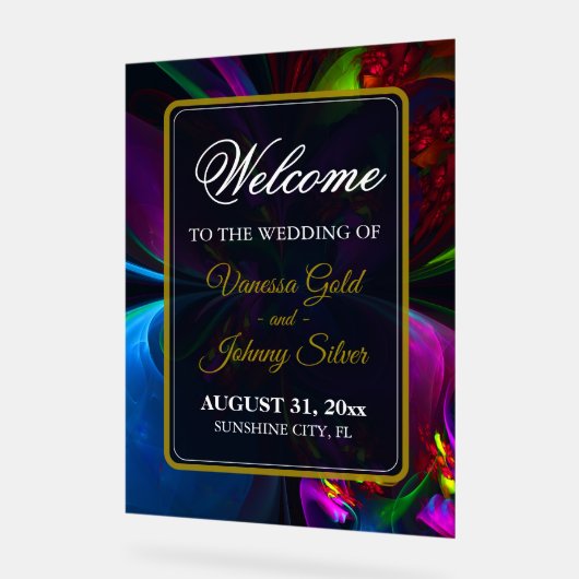 Elegant Classic Modern Floral Pattern #902 Wedding アクリルサイン (傾斜)