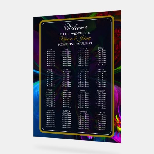 Elegant Classic Modern Floral Pattern #902 Wedding アクリルサイン (傾斜)