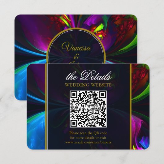 Elegant Classic Modern Floral Pattern #902 Wedding エンクロージャーカード (正面/裏面)