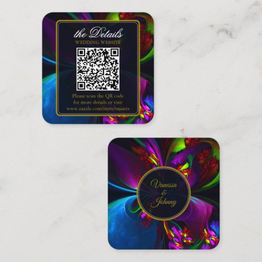 Elegant Classic Modern Floral Pattern #902 Wedding エンクロージャーカード (正面/裏面)