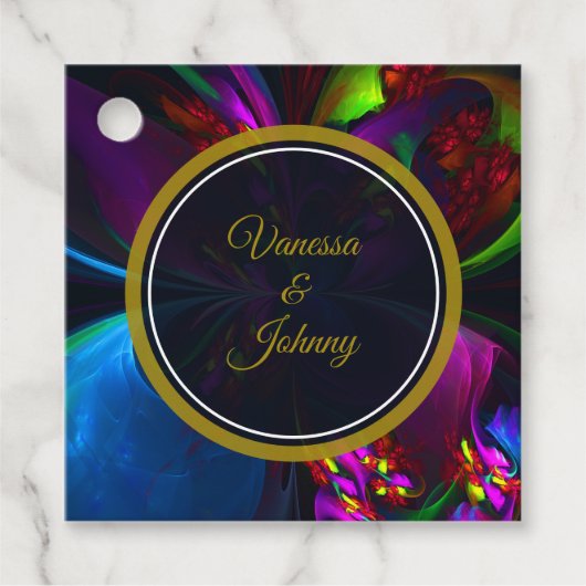 Elegant Classic Modern Floral Pattern #902 Wedding フェイバータグ (正面)