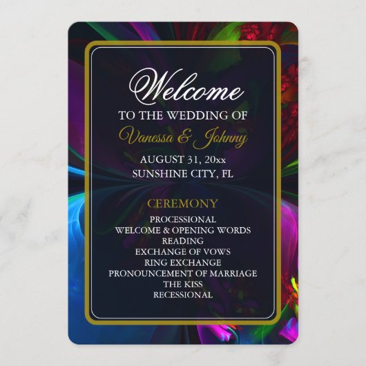 Elegant Classic Modern Floral Pattern #902 Wedding プログラム (正面)