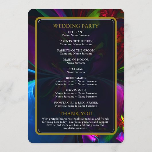 Elegant Classic Modern Floral Pattern #902 Wedding プログラム (裏面)