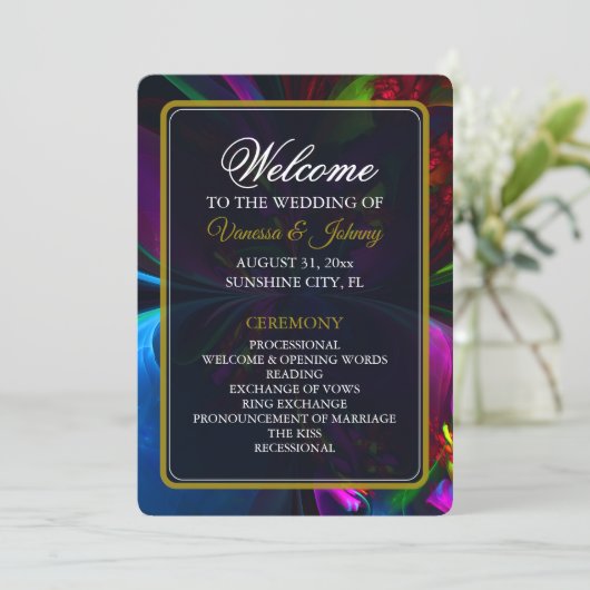 Elegant Classic Modern Floral Pattern #902 Wedding プログラム (スタンド正面)