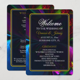 Elegant Classic Modern Floral Pattern #902 Wedding プログラム