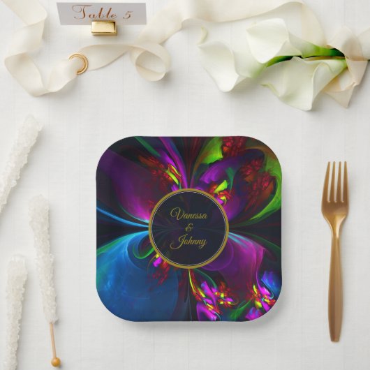 Elegant Classic Modern Floral Pattern #902 Wedding ペーパープレート (ウェディング)