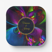 Elegant Classic Modern Floral Pattern #902 Wedding ペーパープレート (正面)