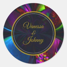 Elegant Classic Modern Floral Pattern #902 Wedding ラウンドシール