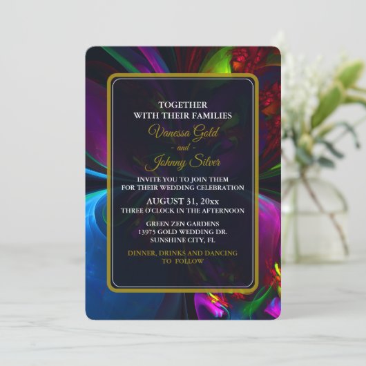 Elegant Classic Modern Floral Pattern #902 Wedding 招待状 (スタンド正面)