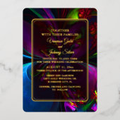 Elegant Classic Modern Floral Pattern #902 Wedding 箔招待状 (正面)