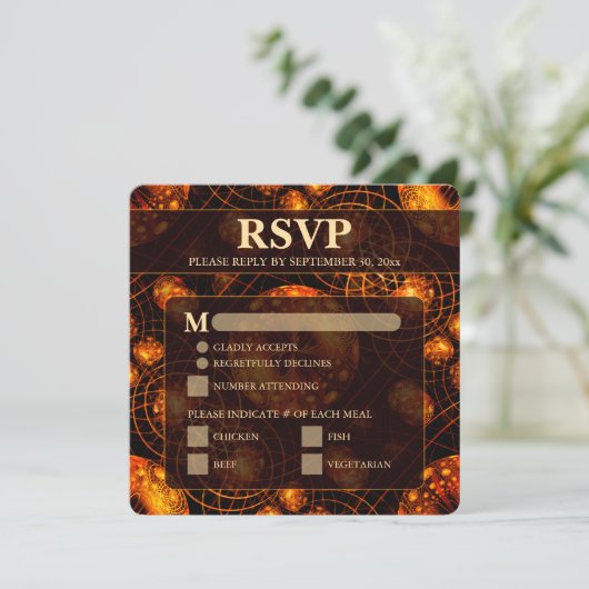 Elegant Classic Modern Gold #901 Wedding RSVP Card (スタンド正面)