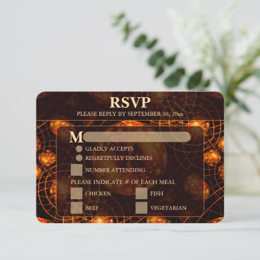 Elegant Classic Modern Gold #901 Wedding RSVP Card (スタンド正面)