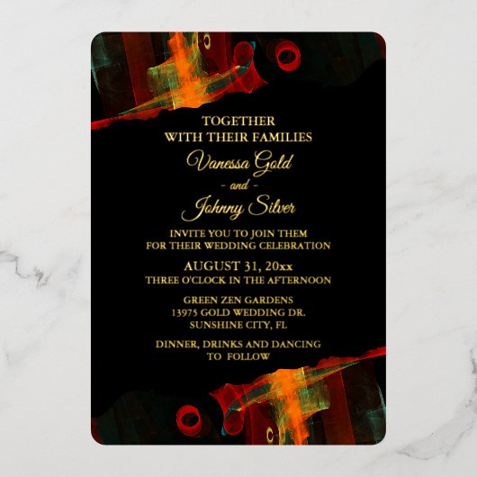 Elegant Classic Modern Trendy Pattern #903 Wedding 箔招待状 (正面)