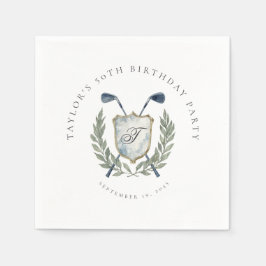 Elegant Classic Monogram Golf Crest Birthday Party スタンダードカクテルナプキン