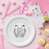Elegant Classic Monogram Golf Crest Birthday Party ペーパープレート (パーティー)