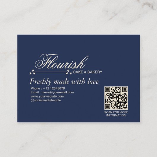 Elegant Classic Navy Blue Bakery Discount Card 割引カード (正面)