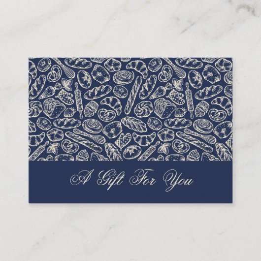 Elegant Classic Navy Blue Bakery Pattern Gift Card 名刺 (正面)