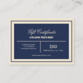 Elegant Classic Navy Blue Bakery Pattern Gift Card 名刺 (裏面)